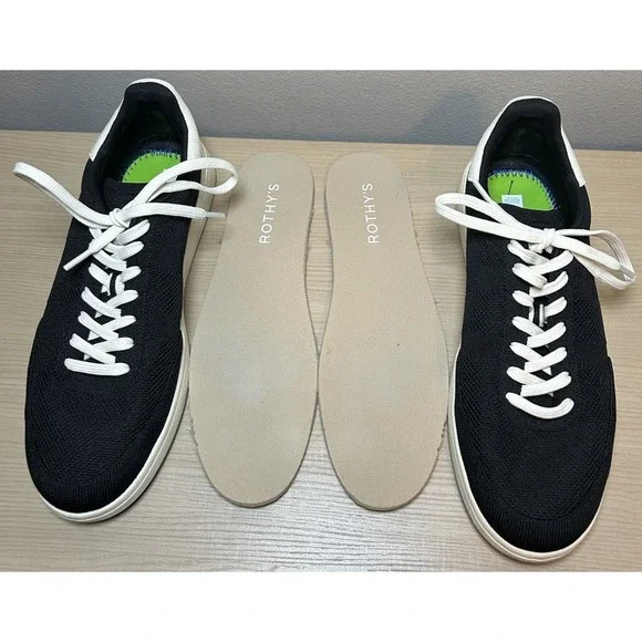 Rothy's The Men's Court Sneaker Black 12.5 Business Casual Streetwear Comfort